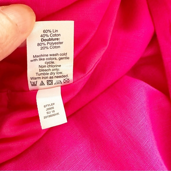 SOLD!  J Crew Pull-On Bow Midi Skirt Linen Blend Wild Berry Pink Pockets Large - Picture 13 of 16